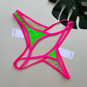 Hot Pink Trim Neon Green Bikini Bottom