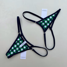 Load image into Gallery viewer, Green Gingham - Green Checkers Bikini Ring Bottom - Cheeky Small Tanning Bikini Bottom - fahrenheit Swimwear
