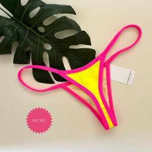 Hot Pink Trim Neon Yellow Bikini Bottom