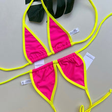 Load image into Gallery viewer, Neon Yellow and Hot Pink Extreme Micro Bikini Top - Fahrenheit Swimwear