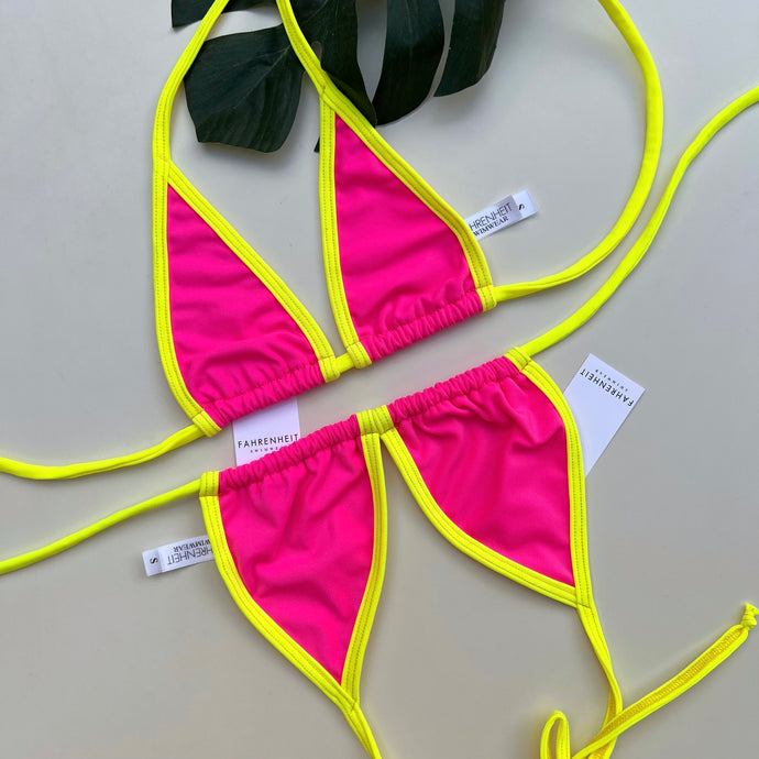 Neon Yellow and Hot Pink Extreme Micro Bikini Top - Fahrenheit Swimwear