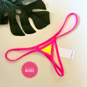 Hot Pink Trim Neon Yellow Bikini Bottom