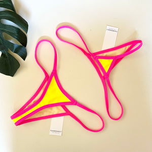 Hot Pink Trim Neon Yellow Bikini Bottom