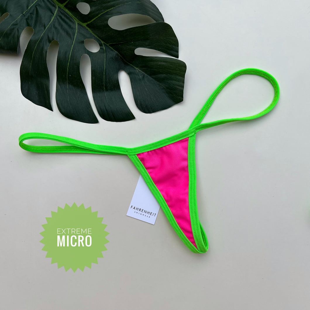 Neon Green Trim Hot Pink Bikini Bottom
