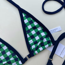 Load image into Gallery viewer, Green Gingham Navy Blue Trim Top