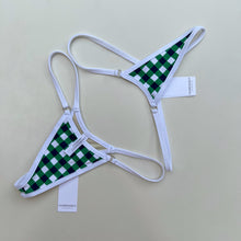 Load image into Gallery viewer, Green Gingham Cheeky Ring Bottom - Green Checkers Bikini - Cheeky Small Brazilian Bikini Bottom - Fahrenheit Swimwear