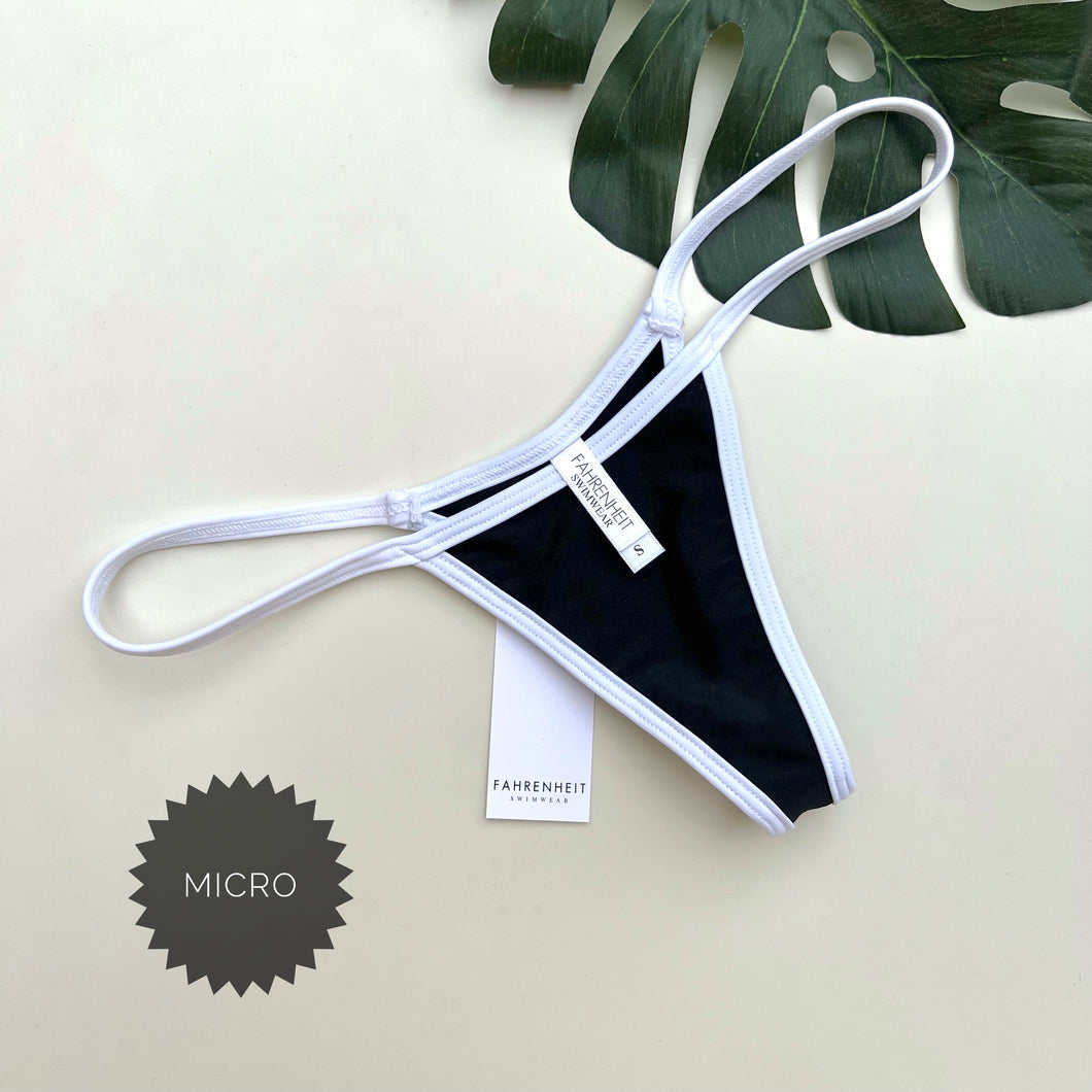 black and white micro bikini bottom - fahrenheit swimwear