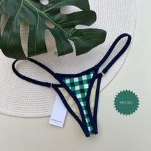 Load image into Gallery viewer, Green Gingham Navy Blue Trim Bottom