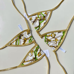 Gold Chains and Keys Bikini with Sparkly Gold Trim Bikini Top - Fahrenheit Swimwear - Key and Sailor Bikini
