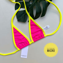 Load image into Gallery viewer, Neon Yellow Trim Hot Pink Bikini Top