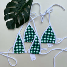 Load image into Gallery viewer, Green Gingham Bikini Top - Green CHeckers Bikini Top - Fahrenheit Swimwear