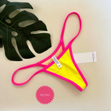 Load image into Gallery viewer, Hot Pink Trim Neon Yellow Bikini Bottom