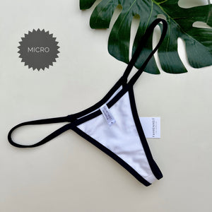 White Bikini Bottom with Black Trim - Fahrenheit Swimwear