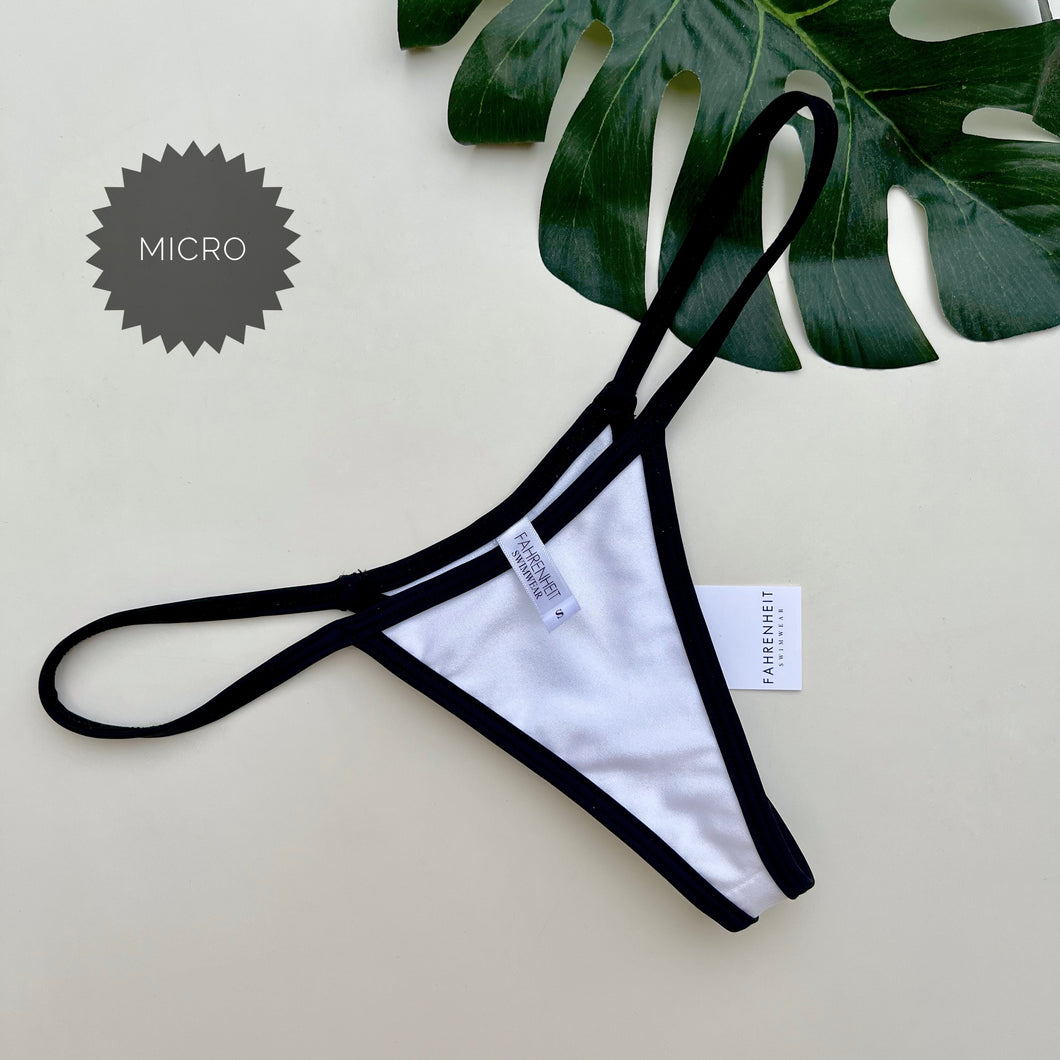 White Bikini Bottom with Black Trim - Fahrenheit Swimwear