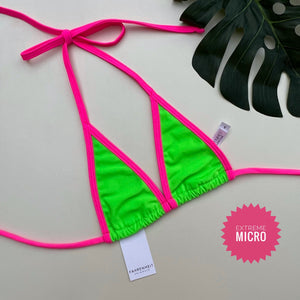 Hot Pink Trim Neon Green Bikini Top