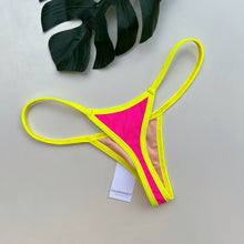 Load image into Gallery viewer, Neon Yellow Trim Hot Pink Bikini Bottom