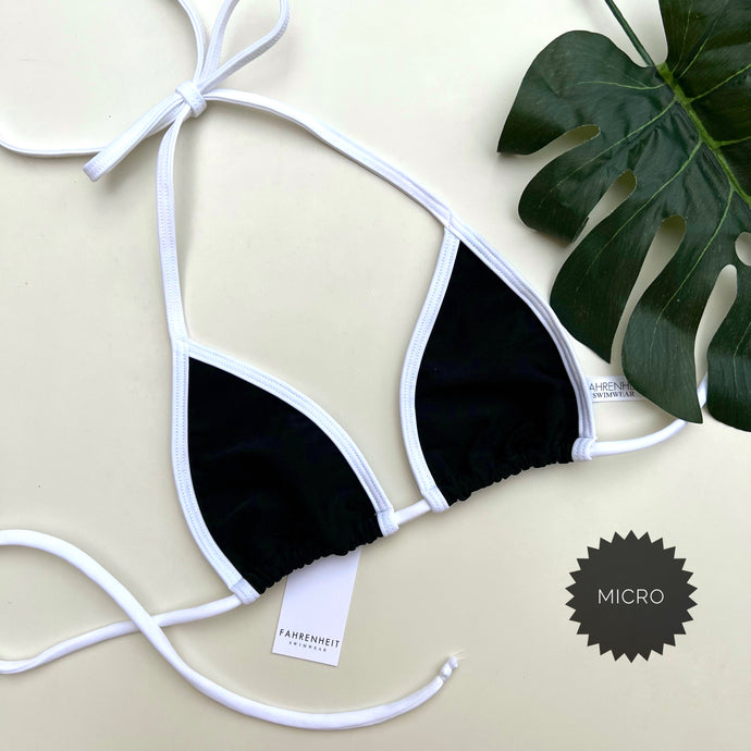 Black and White Bikini Top - Black Bikini with White Trim - Fahrenheit Swimwear