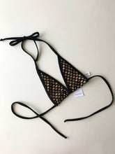 Load image into Gallery viewer, Black Net with Nude Lining Extreme Micro Tanning Bikini_Fishnet Bikini_Mesh Bikini_Fahrenheit Swimwear