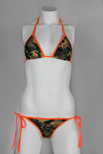 Load image into Gallery viewer, Orange Camouflage Tie Sides Scrunch Bikini Set - Americana - Army Girl Bikini - Fahrenheit Swimwear