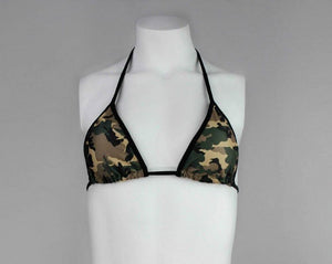 Black Trim Camo Bikini Top - Camouflage Bikini Top - Fahrenheit Swimwear 