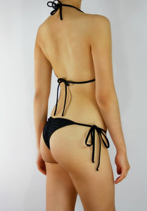 Black Cheeky Scrunch Tie Sides Bikini Set - Fahrenheit Swimwear
