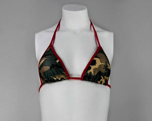 Red Trim Camo Bikini Top - Camouflage Bikini Top - Fahrenheit Swimwear