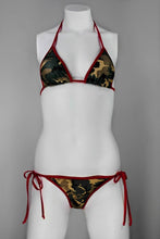 Load image into Gallery viewer, Red Camouflage Tie Sides Scrunch Bikini Set - Americana - Army Girl Bikini - Fahrenheit Swimwear