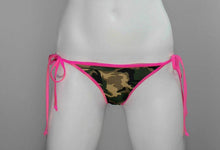 Load image into Gallery viewer, Black Trim Camo Bikini Tie Sides Bottom - Camouflage Bikini Bottom - Fahrenheit Swimwear