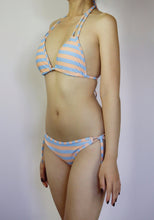 Load image into Gallery viewer, Peach and Blue Double Strap Supportive Bikini  - Side Bows Cute Bikini  - Fahrenheit Swimwear