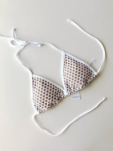 White Fishnet Bikini Triangle Top - Fahrenheit Swimwear