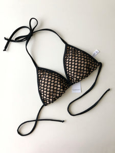 Black Fishnet with Nude Lining Triangle Bikini Top - Fahrenheit Swimwear