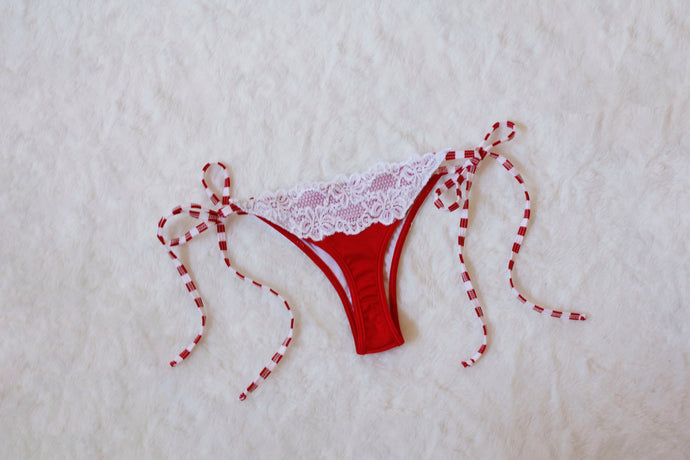 White Lace Christmas Bikini - Fahrenheit Swimwear