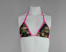 Load image into Gallery viewer, Hot Pink Trim Camo Bikini Top - Camouflage Bikini Top - Fahrenheit Swimwear