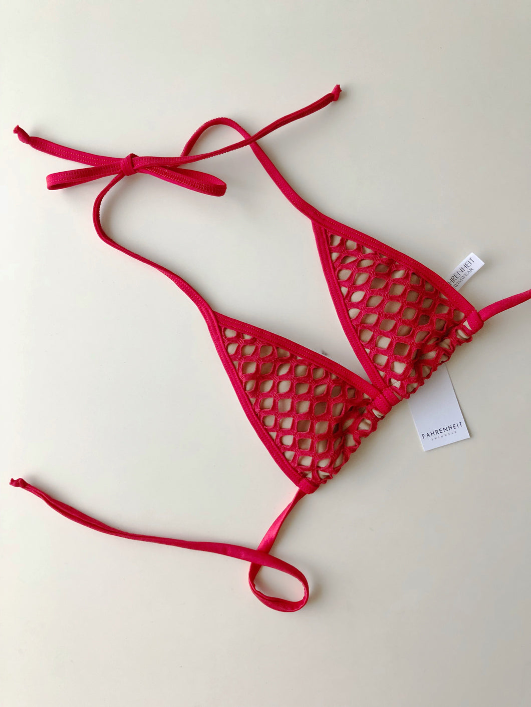 Fahrenheit Swimwear Red Net Bottom_Nude Skin Colored Fish Net Mesh with Lining Stripper Tiny G String Thong Bikini_Valentine's Day Bikini