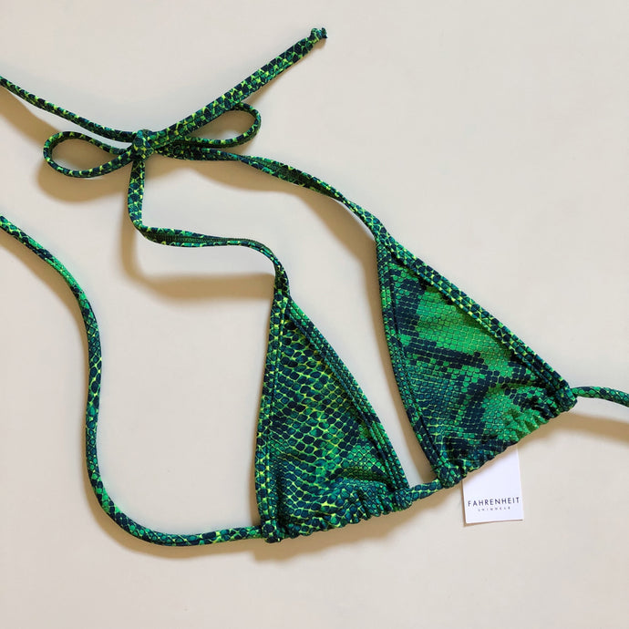 Emerald Snakeskin Extreme Micro Bikini Top - Green Python Bikini Tan Brazilian Top - fahrenheit Swimwear
