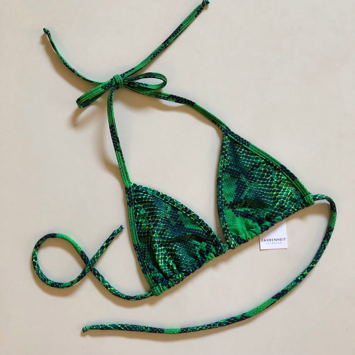 Emerald Snakeskin Bikini top - Green Python Extreme Micro Tanning Brazilian Bikini Top - Fahrenheit Swimwear