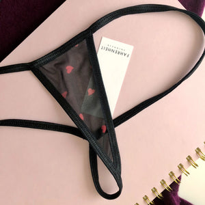 Sheer Red Hearts G-String