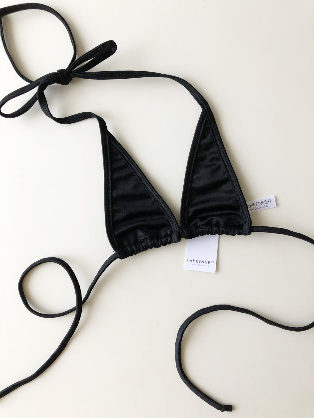 Extreme Micro Solid Black Tanning Bikini Top_Tiny Stripped Bikini_Fahrenheit Swimwear