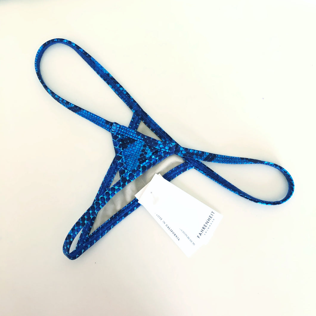 Blue Python Extreme Micro Cheeky Thong Bikini - Fahrenheit Swimwear