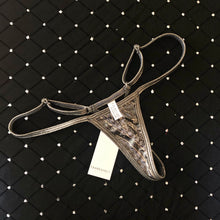 Load image into Gallery viewer, Silver Sparkle Adjustable Extreme Micro Bikini Bottom - Fahrenheit Swimwear
