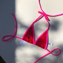 Load image into Gallery viewer, Hot Pink Trim Red Bikini Top
