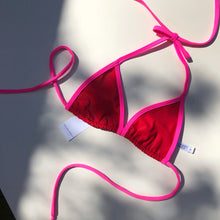 Load image into Gallery viewer, Hot Pink Trim Red Bikini Top