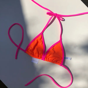 Hot Pink Trim Orange Bikini Top