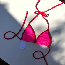 Load image into Gallery viewer, Red Trim Hot Pink Bikini Top