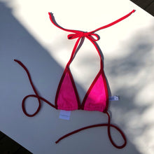 Load image into Gallery viewer, Red Trim Hot Pink Bikini Top
