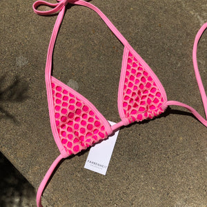 Baby Pink Extreme Micro Fishnet Bikini Top - Fahrenheit Swimwear