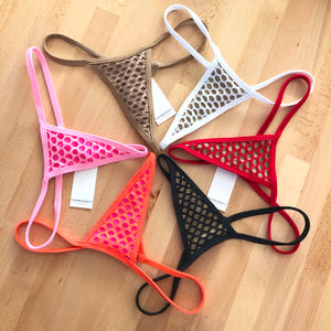 Fishnet Extreme Micro Bikini Bottom - Brazilian Thong Bottom - Nude Net, White Net, Red Net, Black Net, Orange Net, Pink Net - Fishnet Bikini - Fahrenheit Swimwear