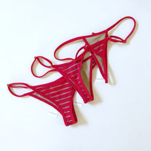 Load image into Gallery viewer, Sheer Red Striped Adjustable String Bottom