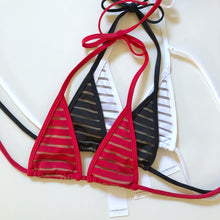 Load image into Gallery viewer, Red Stripes, Black Stripes, White Stripes Bikini Extreme Micro Top - Fahrenheit Swimwear