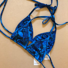 Load image into Gallery viewer, Blue SNakeskin Bikini Triangle Top - Fahrenheit Swimwear